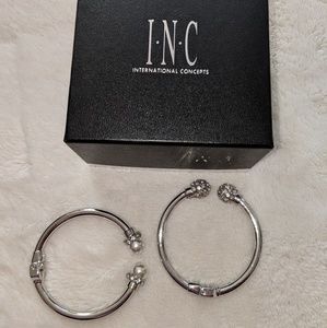 New INC Silver 2-Pc. Imitation Pearl and Crystal